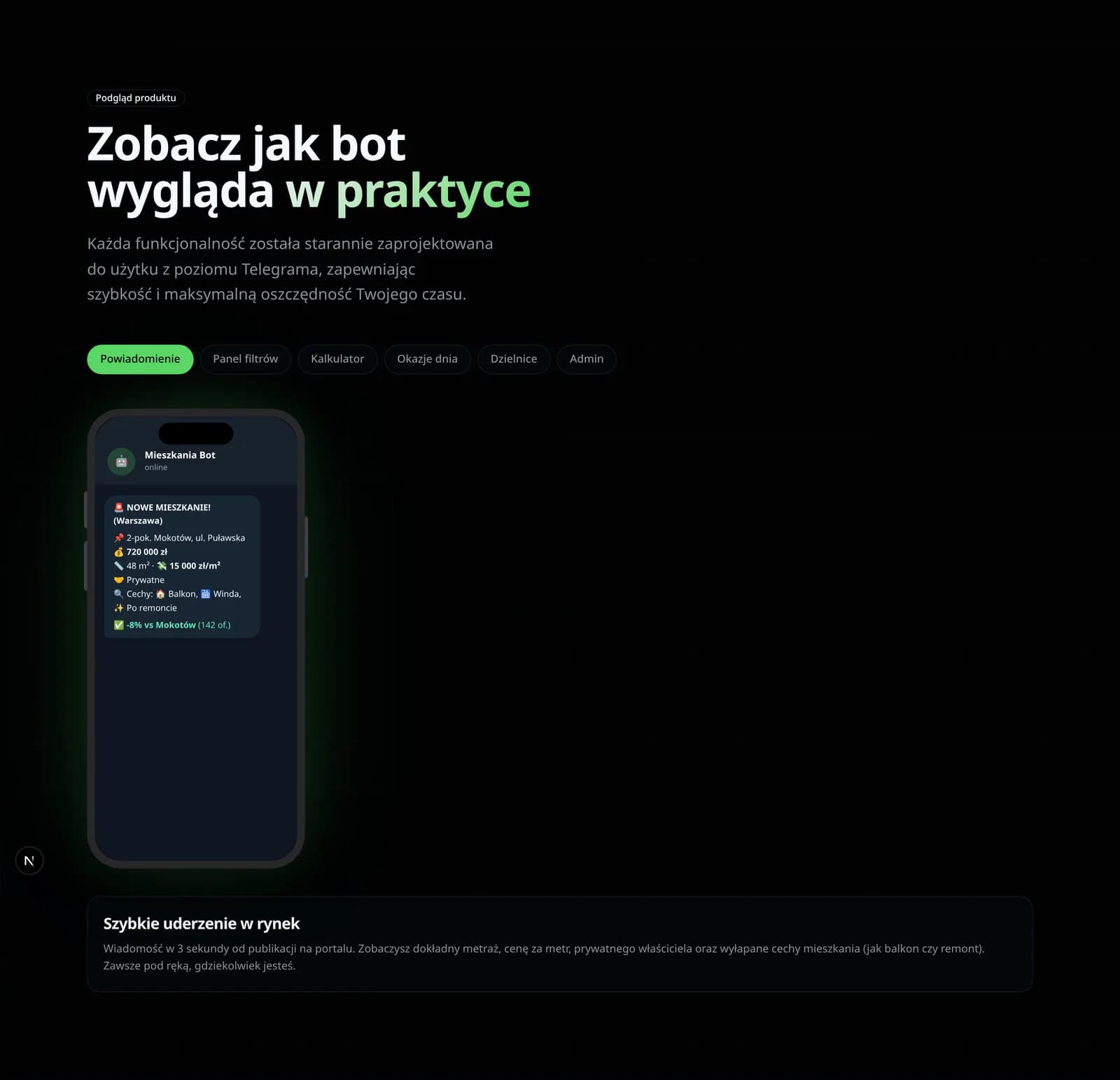 Mieszkania Bot — Podgląd produktu